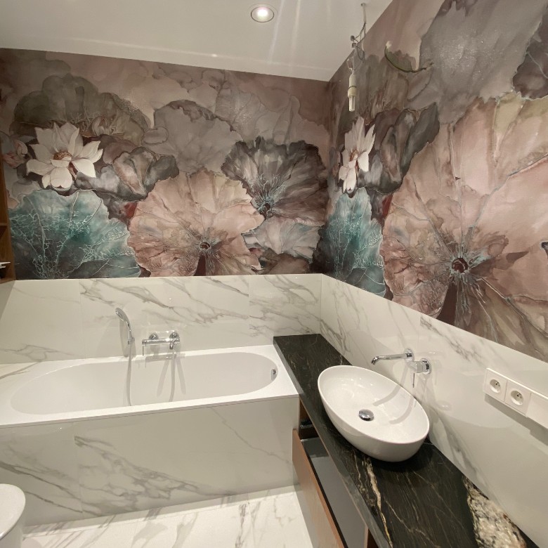 realizacja - tapeta w łazience Piaseczno